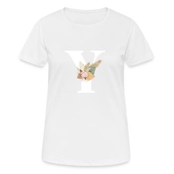 lettre Y fleuris - T-shirt respirant Femme - blanc - Devant - AI Model Female 172 dark (172cm)