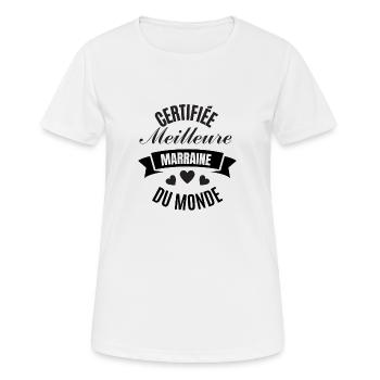 certifiée meilleure marraine du monde - T-shirt respirant Femme - blanc - Devant - AI Model Female 172 dark (172cm)