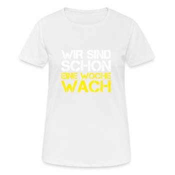 Drôle de Majorque NOUS SOMMES ÉVEILLÉS DEPUIS UNE SEMAINE - T-shirt respirant Femme - blanc - Devant - AI Model Female 172 dark (172cm)