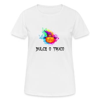 Citrouille d’Halloween avec idée cadeau chapeau de sorcière - T-shirt respirant Femme - blanc - Devant - AI Model Female 172 dark (172cm)
