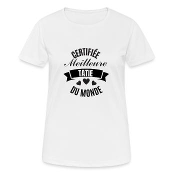 certifiée meilleure tatie du monde - T-shirt respirant Femme - blanc - Devant - AI Model Female 172 dark (172cm)