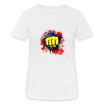 Comic Yellow Fist Boom - Frauen T-Shirt atmungsaktiv - Weiß - Vorne - AI Model Female 172 dark (172cm)
