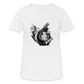 Turbolader als Bleistiftzeichnung - Frauen T-Shirt atmungsaktiv - Weiß - Vorne - AI Model Female 172 dark (172cm)