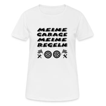 Garage - Frauen T-Shirt atmungsaktiv - Weiß - Vorne - AI Model Female 172 dark (172cm)