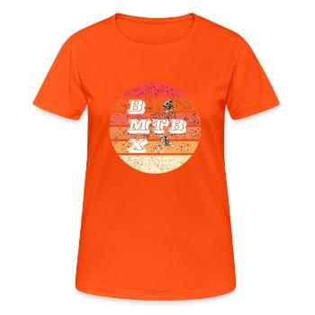MTB BMX Vintage BMX MTB - Frauen T-Shirt atmungsaktiv - Neonorange - Vorne - AI Model Female 172 dark (172cm)
