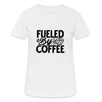 Alimenté par le café - T-shirt respirant Femme - blanc - Devant - AI Model Female 172 dark (172cm)