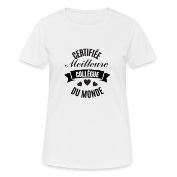 certifiée meilleure collègue du monde - T-shirt respirant Femme - blanc - Devant - AI Model Female 172 dark (172cm)