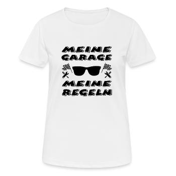 Garage - Frauen T-Shirt atmungsaktiv - Weiß - Vorne - AI Model Female 172 dark (172cm)