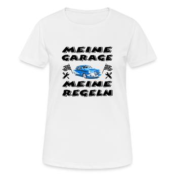 Garage - Frauen T-Shirt atmungsaktiv - Weiß - Vorne - AI Model Female 172 dark (172cm)