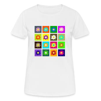 Happy Flower Tiles - Women's Breathable T-Shirt - white - Front - AI Model Female 172 dark (172cm)