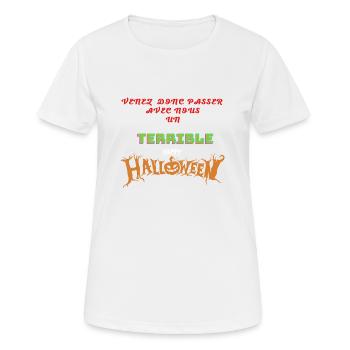 TERRIBLE HALLOWEEN - T-shirt respirant Femme - blanc - Devant - AI Model Female 172 dark (172cm)