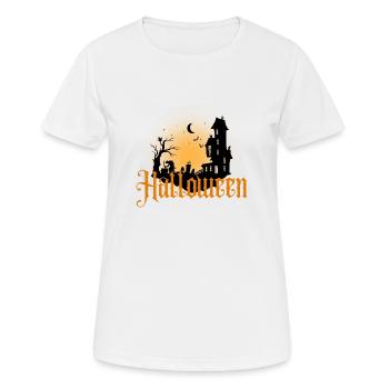 Halloween Gruselig Friedhof Mond Hexe Vampire - Frauen T-Shirt atmungsaktiv - Weiß - Vorne - AI Model Female 172 dark (172cm)