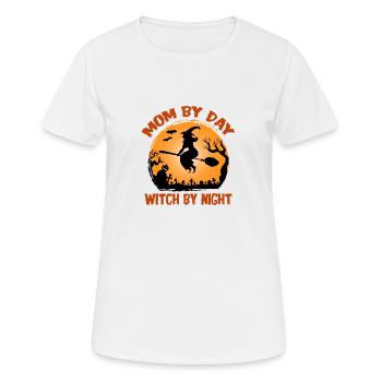 Mère d’Halloween pendant la journée, sorcière la nuit - T-shirt respirant Femme - blanc - Devant - AI Model Female 172 dark (172cm)