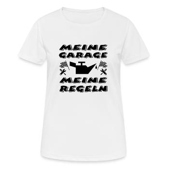 Garage - Frauen T-Shirt atmungsaktiv - Weiß - Vorne - AI Model Female 172 dark (172cm)
