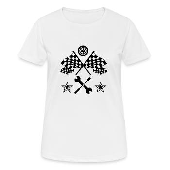 Auto - Frauen T-Shirt atmungsaktiv - Weiß - Vorne - AI Model Female 172 dark (172cm)