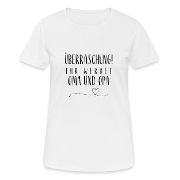 Überraschung! Ihr werdet Oma und Opa. - Frauen T-Shirt atmungsaktiv - Weiß - Vorne - AI Model Female 172 dark (172cm)
