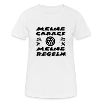Garage - Frauen T-Shirt atmungsaktiv - Weiß - Vorne - AI Model Female 172 dark (172cm)