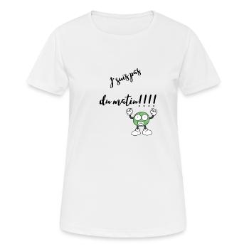 J’suis pas du matin - T-shirt respirant Femme - blanc - Devant - AI Model Female 172 dark (172cm)