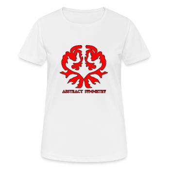 Abstrakte Symmetrie in Rot, Abstrakte Symmetrie - Frauen T-Shirt atmungsaktiv - Weiß - Vorne - AI Model Female 172 dark (172cm)