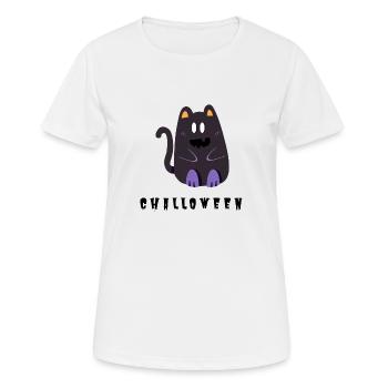 Chat Halloween - T-shirt respirant Femme - blanc - Devant - AI Model Female 172 dark (172cm)