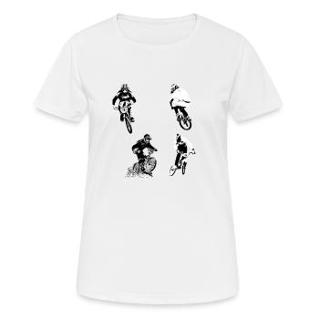 BMX Race Sticker Pack - Frauen T-Shirt atmungsaktiv - Weiß - Vorne - AI Model Female 172 dark (172cm)