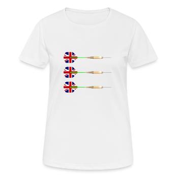 UK Darts - Frauen T-Shirt atmungsaktiv - Weiß - Vorne - AI Model Female 172 dark (172cm)