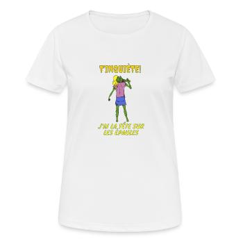 T'inquiète, j'ai la tête sur les épaules ! - T-shirt respirant Femme - blanc - Devant - AI Model Female 172 dark (172cm)