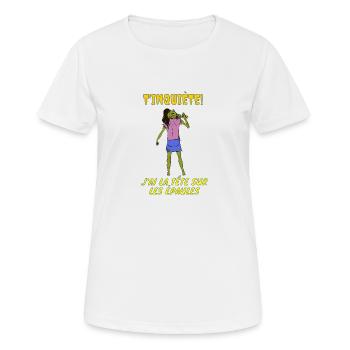 T'inquiète, j'ai la tête sur les épaules ! - T-shirt respirant Femme - blanc - Devant - AI Model Female 172 dark (172cm)