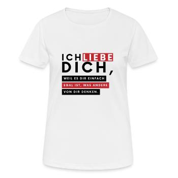 Ich liebe dich. Schenke deine Liebesbotschaft. - Frauen T-Shirt atmungsaktiv - Weiß - Vorne - AI Model Female 172 dark (172cm)