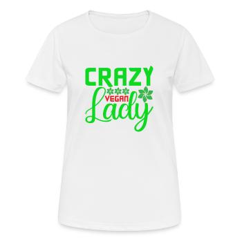 Crazy Vegan Lady - Frauen T-Shirt atmungsaktiv - Weiß - Vorne - AI Model Female 172 dark (172cm)