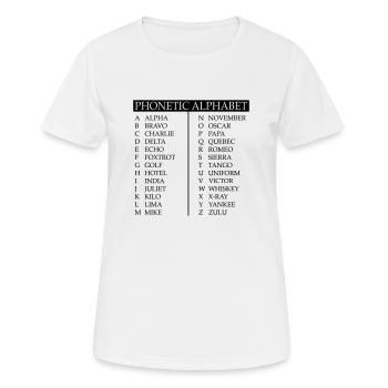 Alphabet phonétique - T-shirt respirant Femme - blanc - Devant - AI Model Female 172 dark (172cm)