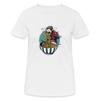 Cute Monkey aime la conception de nouilles ramen - T-shirt respirant Femme - blanc - Devant - AI Model Female 172 dark (172cm)