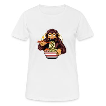 Creepy Monkey aime le design de nouilles ramen - T-shirt respirant Femme - blanc - Devant - AI Model Female 172 dark (172cm)