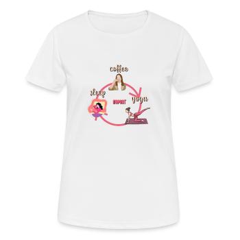 Kaffee-Yoga-Schlafwiederholung - Frauen T-Shirt atmungsaktiv - Weiß - Vorne - AI Model Female 172 dark (172cm)