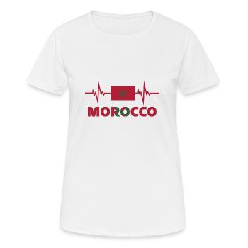 Maroc Football 2022 Maroc Heartbeat Maroc - T-shirt respirant Femme - blanc - Devant - AI Model Female 172 dark (172cm)