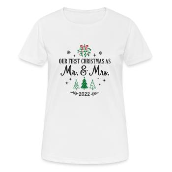 Our First Christmas as Mr And Mrs 2022 - Frauen T-Shirt atmungsaktiv - Weiß - Vorne - AI Model Female 172 dark (172cm)