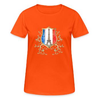 France French Paris France Europe Eiffel Tower - Women's Breathable T-Shirt - neon orange - Front - AI Model Female 172 dark (172cm)