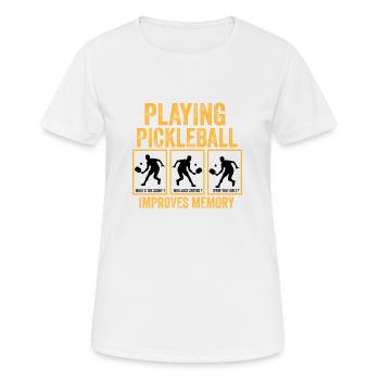 Playing pickleball improves memory - Women's Breathable T-Shirt - white - Front - AI Model Female 172 dark (172cm)