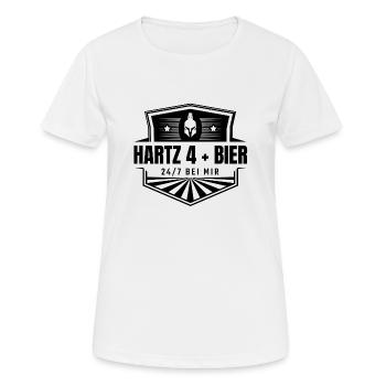 Hartz 4 + Bier 24/7 bei mir - Frauen T-Shirt atmungsaktiv - Weiß - Vorne - AI Model Female 172 dark (172cm)