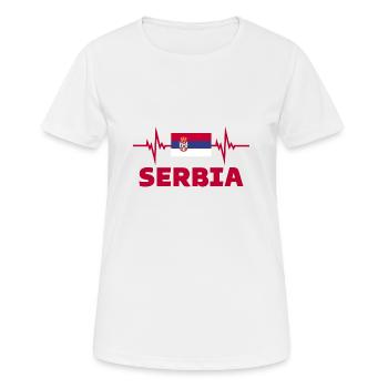 Serbien Fußball Herzschlag Serbien Fußball - Frauen T-Shirt atmungsaktiv - Weiß - Vorne - AI Model Female 172 dark (172cm)