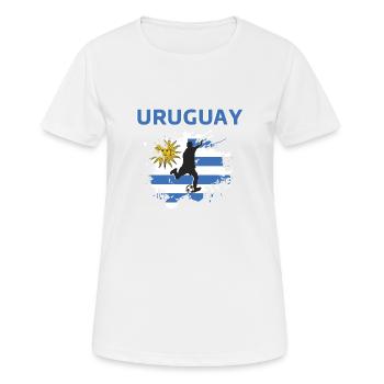 Uruguayischer Fußballfan 2022 - Frauen T-Shirt atmungsaktiv - Weiß - Vorne - AI Model Female 172 dark (172cm)