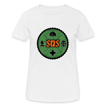 SOS Logo grün - Frauen T-Shirt atmungsaktiv - Weiß - Vorne - AI Model Female 172 dark (172cm)