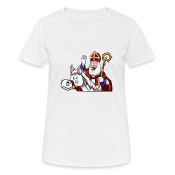 Saint Nicolas à cheval - T-shirt respirant Femme - blanc - Devant - AI Model Female 172 dark (172cm)