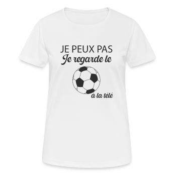 Je peux pas je regarde foot à la télé. Idée cadeau - T-shirt respirant Femme - blanc - Devant - AI Model Female 172 dark (172cm)