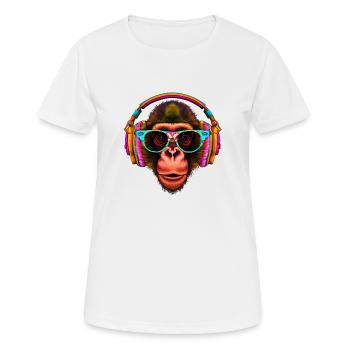 Eye-catcher monkey with headphones and sunglasses - Women's Breathable T-Shirt - white - Front - AI Model Female 172 dark (172cm)