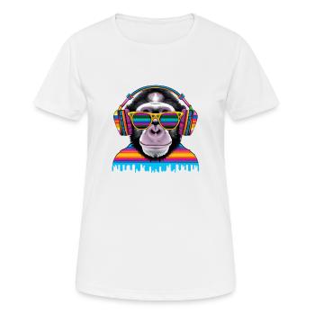 Eye-catcher monkey with headphones and sunglasses - Women's Breathable T-Shirt - white - Front - AI Model Female 172 dark (172cm)