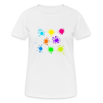 Bunte Farbkleckse Farbspritzer - Frauen T-Shirt atmungsaktiv - Weiß - Vorne - AI Model Female 172 dark (172cm)