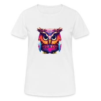 Eule Polygon Kauz farbenfroh - Frauen T-Shirt atmungsaktiv - Weiß - Vorne - AI Model Female 172 dark (172cm)