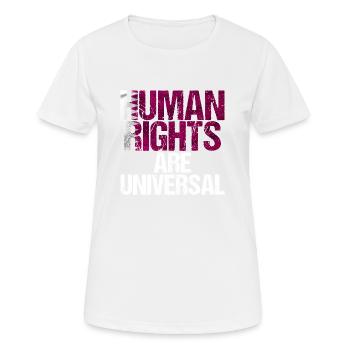 Droits de l’homme Qatar Slogan Slogan Cadeau - T-shirt respirant Femme - blanc - Devant - AI Model Female 172 dark (172cm)