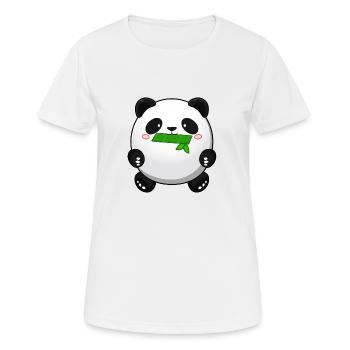 Fat Panda with Bamboo - Panda Cute Kawaii Bear - T-shirt respirant Femme - blanc - Devant - AI Model Female 172 dark (172cm)